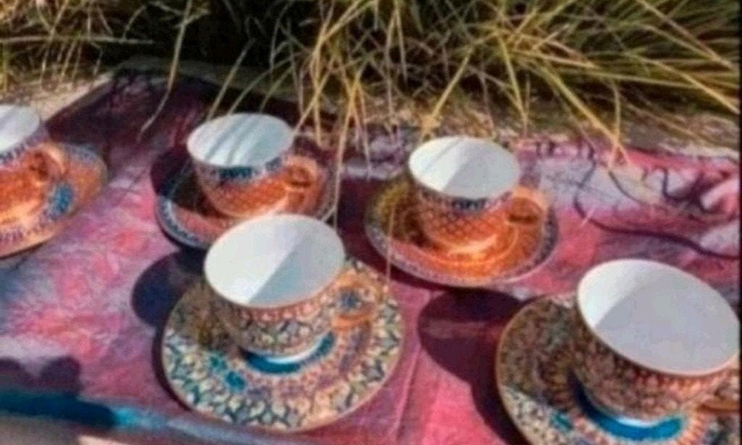 Thai Benjarong Set of 6 Cups and Saucers for Tea and Coffee, Ophalen of Verzenden