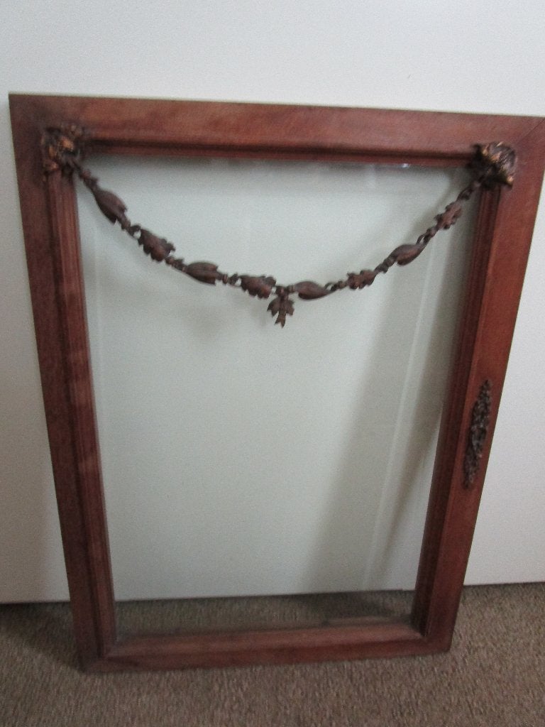 Houten glazen deurtje met messing guirlande, Antiek en Kunst, Ophalen