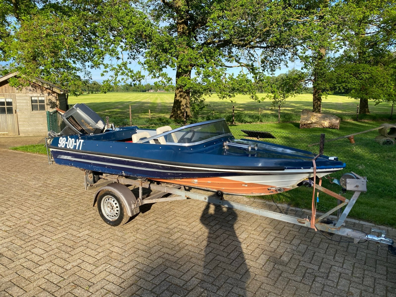 Project Speedboot, 55 pk buitenboordmotor en trailer, Ophalen, Gebruikt, 4 m, 55 pk