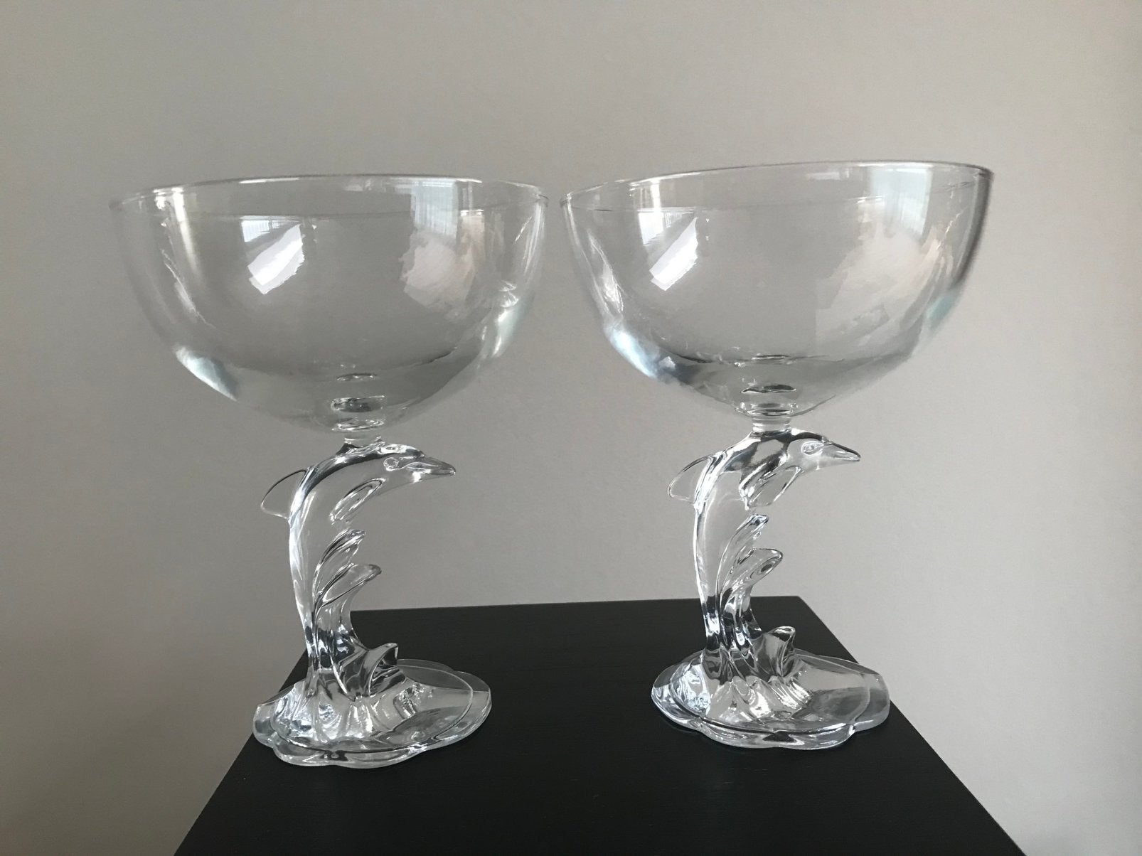 IJscoupe dolfijn Rochere Clairey France glas op voet dessert, Ophalen of Verzenden