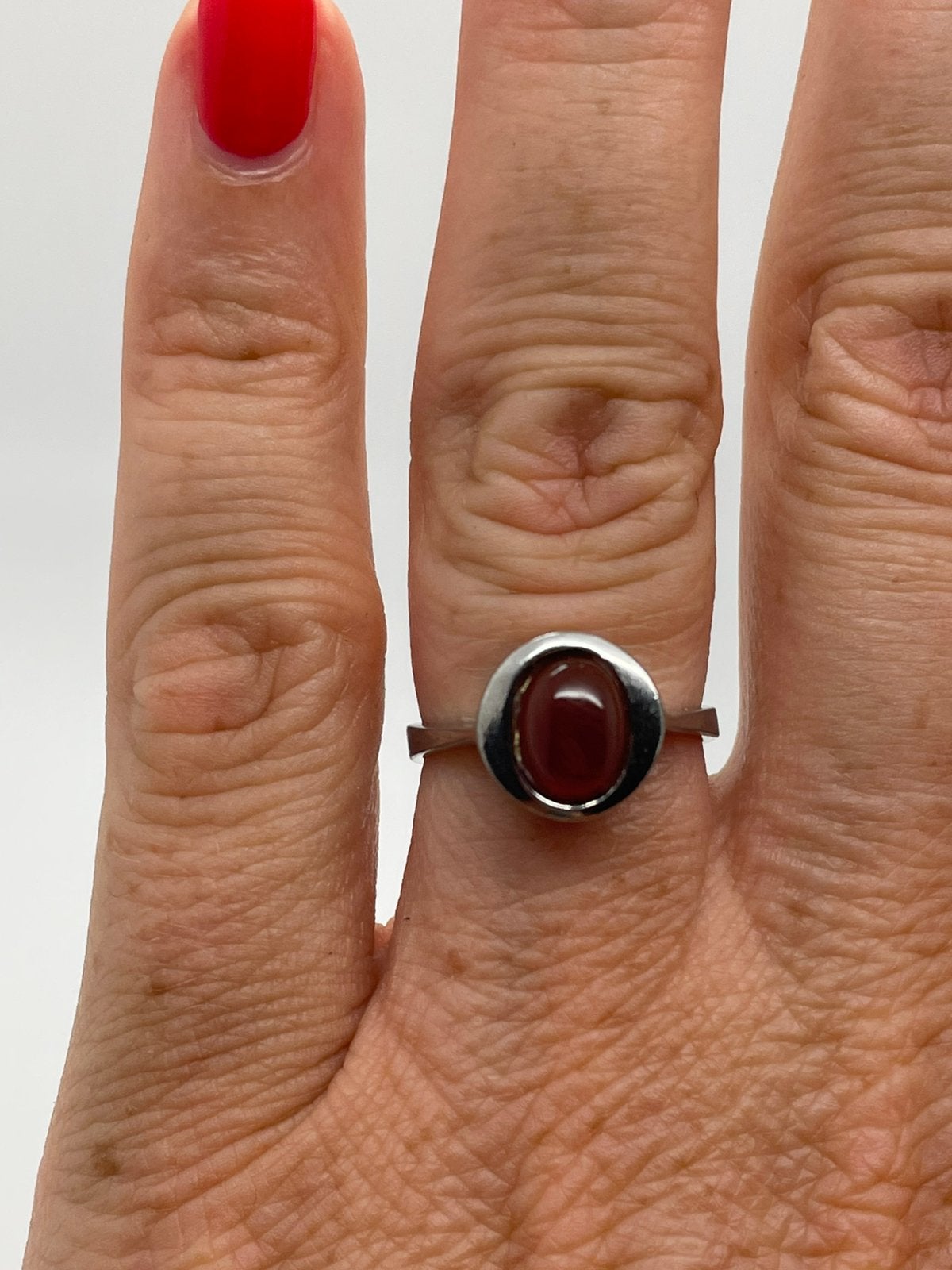 E985 Prachtige zilveren carneool ring (verstelbaar), Sieraden, Tassen en Uiterlijk, Antieke sieraden, Ophalen of Verzenden, Zilver