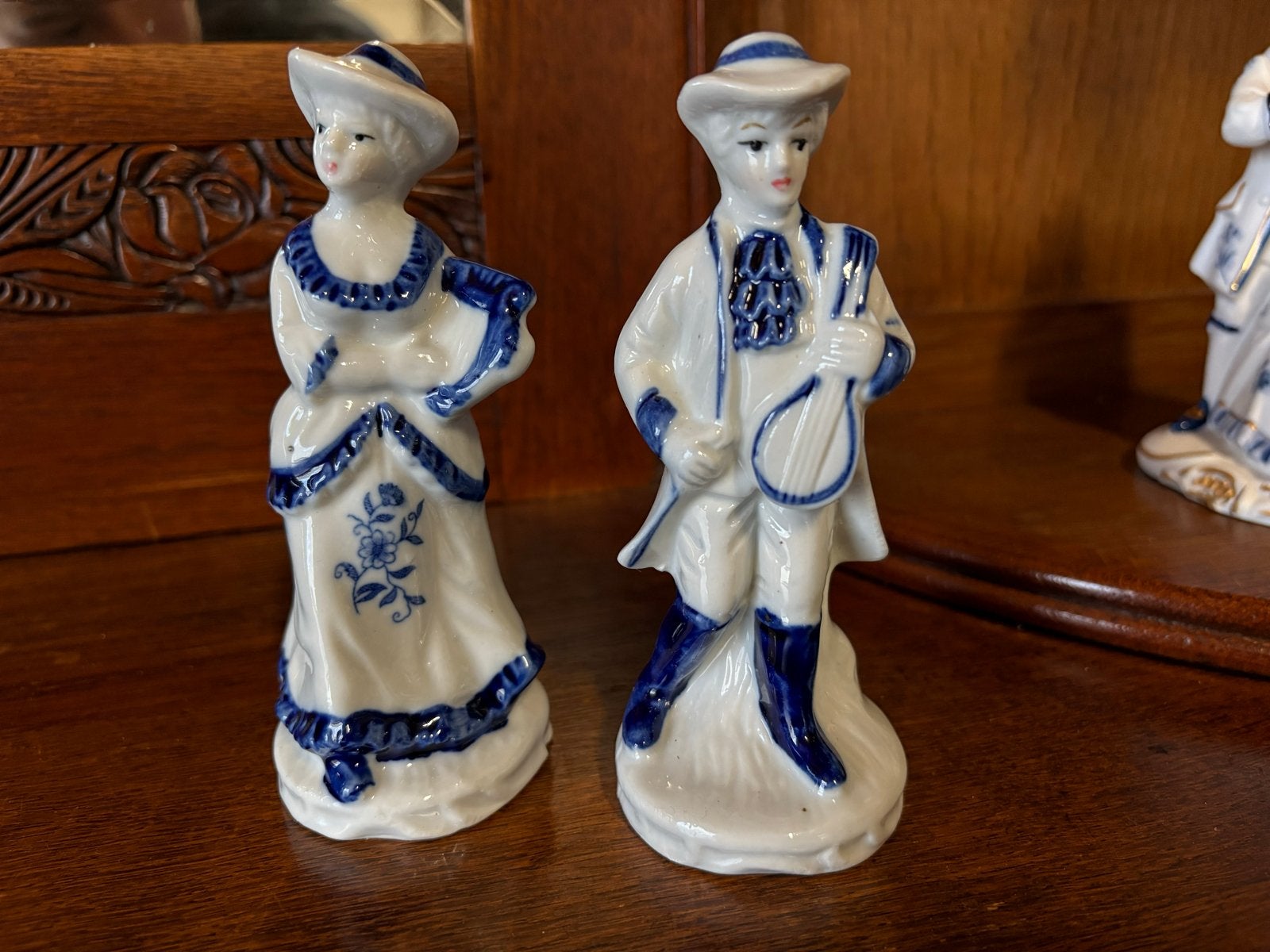 Vintage Delfts Blauw beeldjes - Man en Vrouw, Ophalen of Verzenden