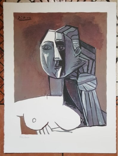 Picasso (1881) Kleur Lithografie "Borstbeeld Vrouw " Gen Ges, Antiek en Kunst, Kunst | Litho's en Zeefdrukken, Lithografie, Gelimiteerde oplage