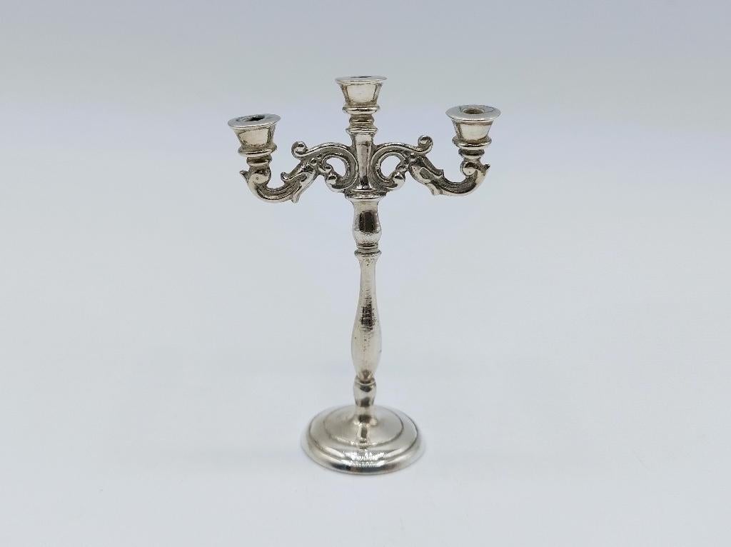 Zilveren miniatuur kandelaar, D. Aubert, Den Haag, 925, Antiek en Kunst, Antiek | Goud en Zilver, Verzenden, Zilver