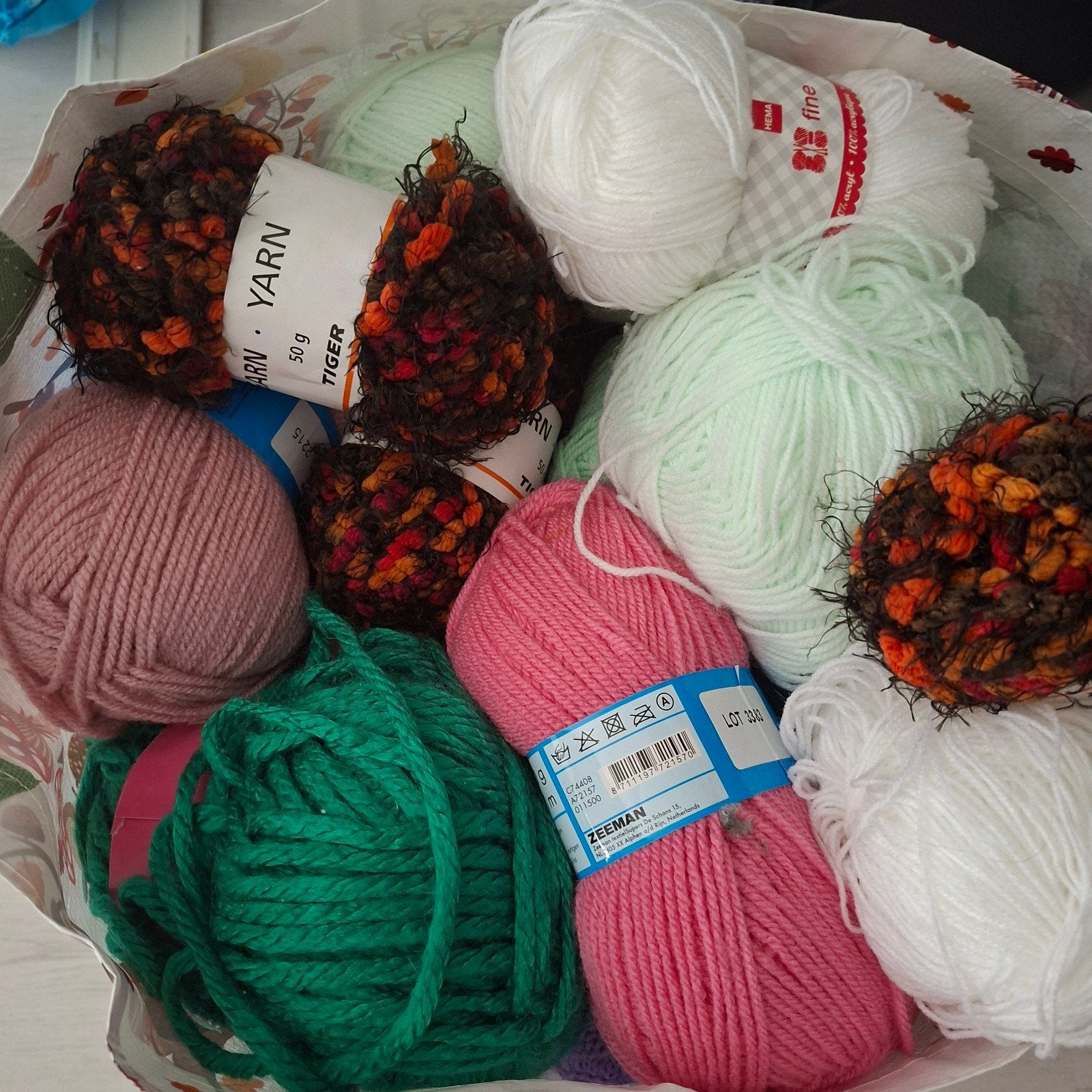 Diverse Wol en Garen Collectie in Action Tas, Ophalen, Nieuw, Breien of Haken, Wol of Garen