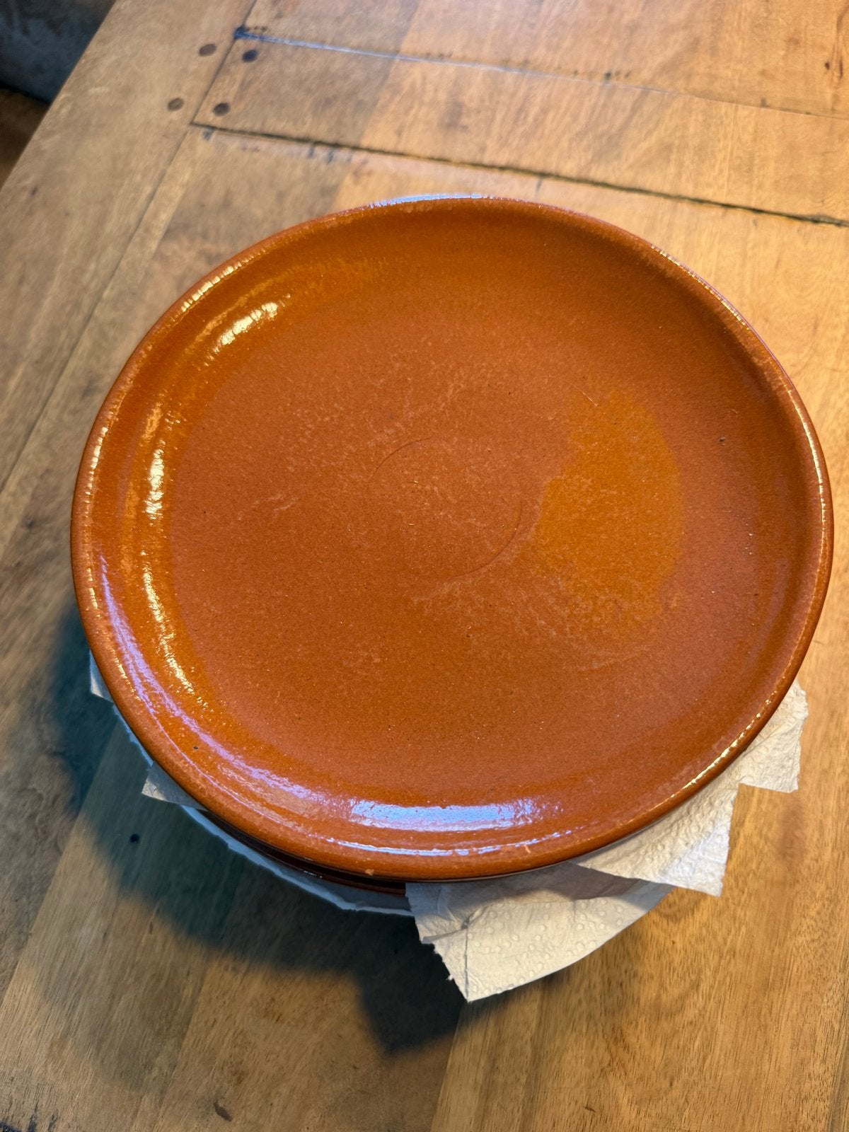 Set van 9 terracotta aardewerk borden, Ø 24 cm, Ophalen, Gebruikt, Natuurlijk materiaal, Bruin