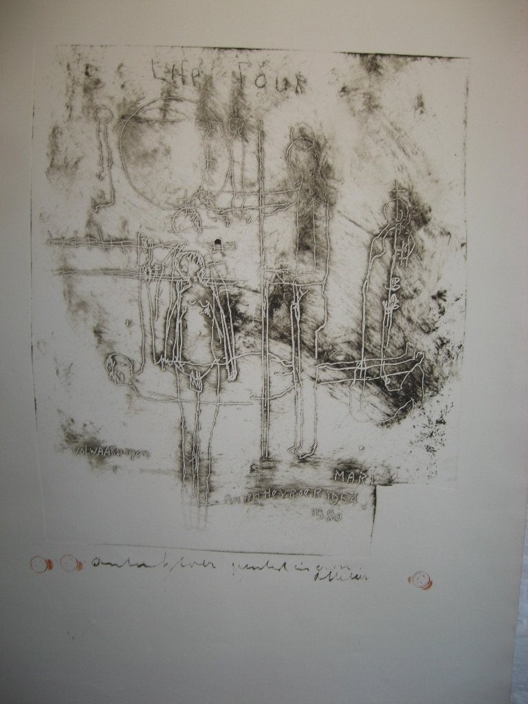 Anton Heyboer Ets:  Life four 1980, Antiek en Kunst, Met tekst, Ophalen of Verzenden, 78 cm, 107 cm