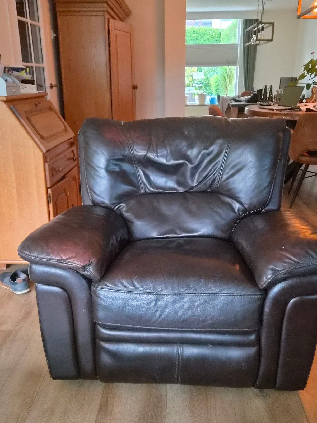 Gratis leren relaxfauteuil stoel., Ophalen of Verzenden, Gebruikt, 75 tot 100 cm, 50 tot 75 cm