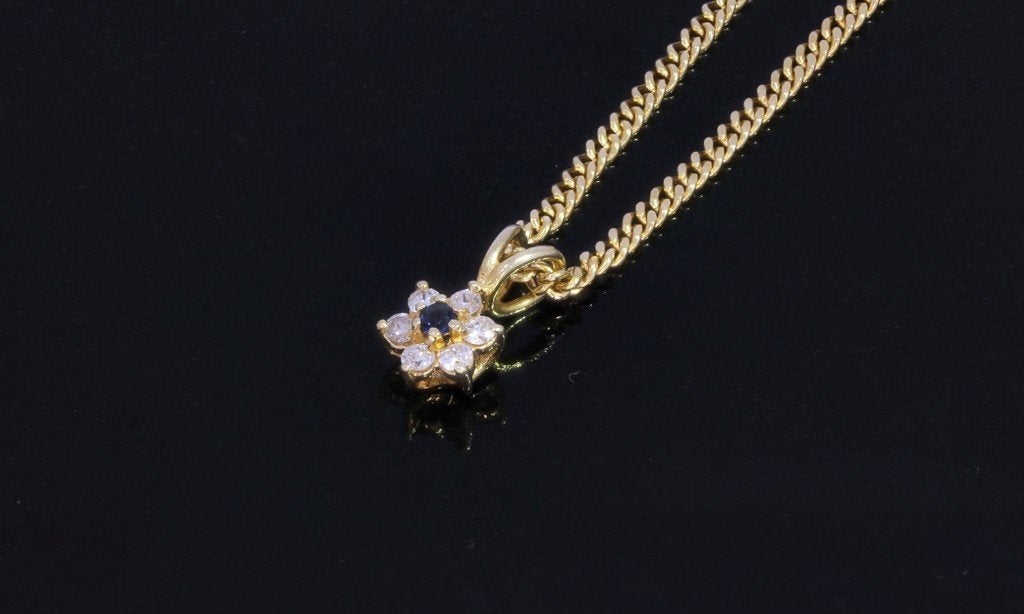 Diamanten saffier fraaie 14k gourmet ketting hanger goud, Sieraden, Tassen en Uiterlijk, Kettingen, Voordeelsieraden, Ophalen of Verzenden