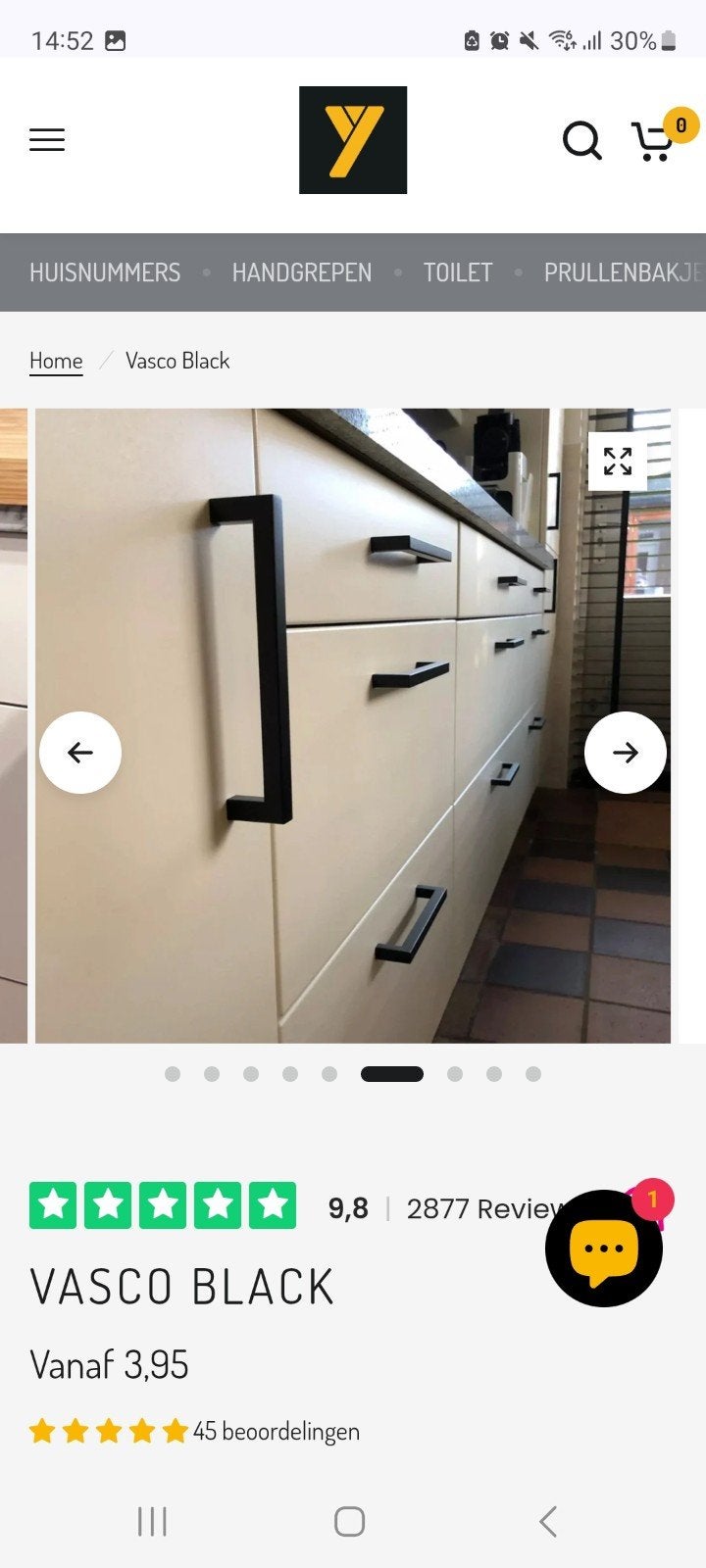Zwarte handgrepen 9 stuks, Ophalen of Verzenden, Overige typen
