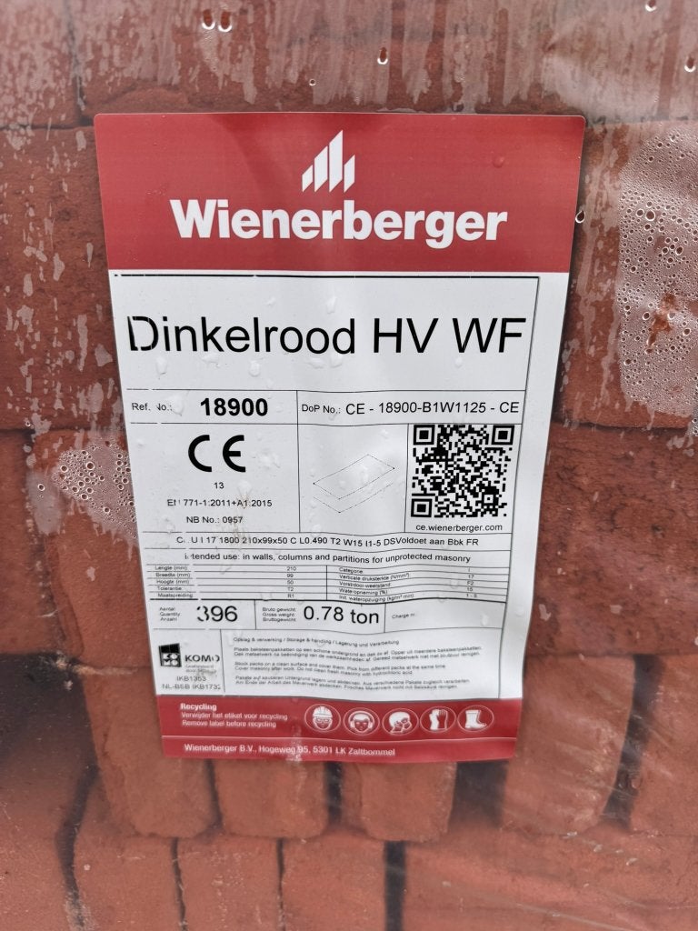 Wienerberger Dinkelrood ca 30m2, Ophalen, Nieuw, Bakstenen