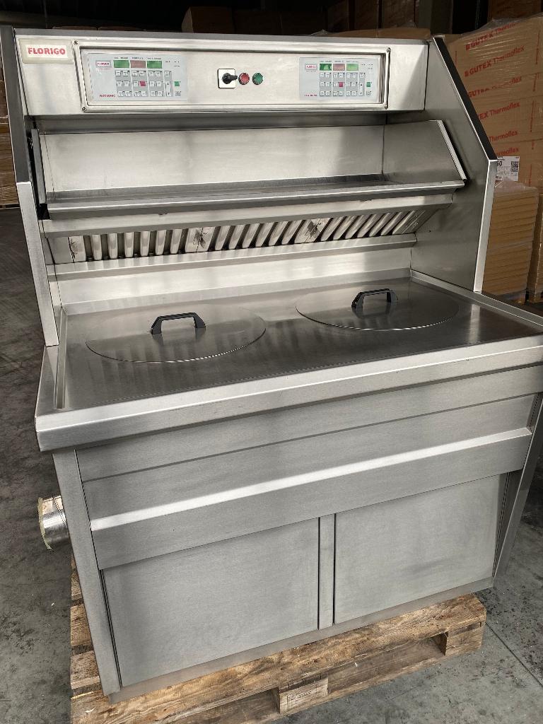 2-pans Florigo HR frituur bakwand - Foodtruck friteuse 55kW, 4 liter of meer, Ophalen, Zo goed als nieuw