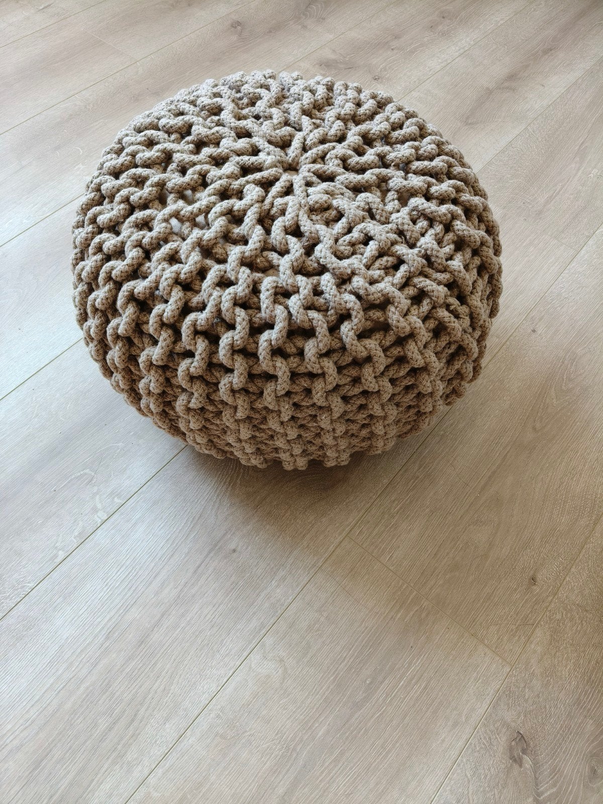 Beliani poef CONRAD beige 40x25 cm - Nieuw in doos, Minder dan 50 cm, Rond, Nieuw, Minder dan 50 cm