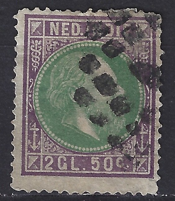Nr 16 gebruikt Willem III 1870 Nederlands Indie voor 10% CW, Postzegels en Munten, Postzegels | Nederlands-Indië en Nieuw-Guinea