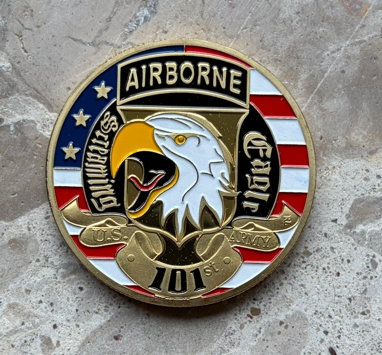 US Army 101st airborne division coin, Verzamelen, Ophalen of Verzenden, Landmacht, Amerika, Embleem of Badge