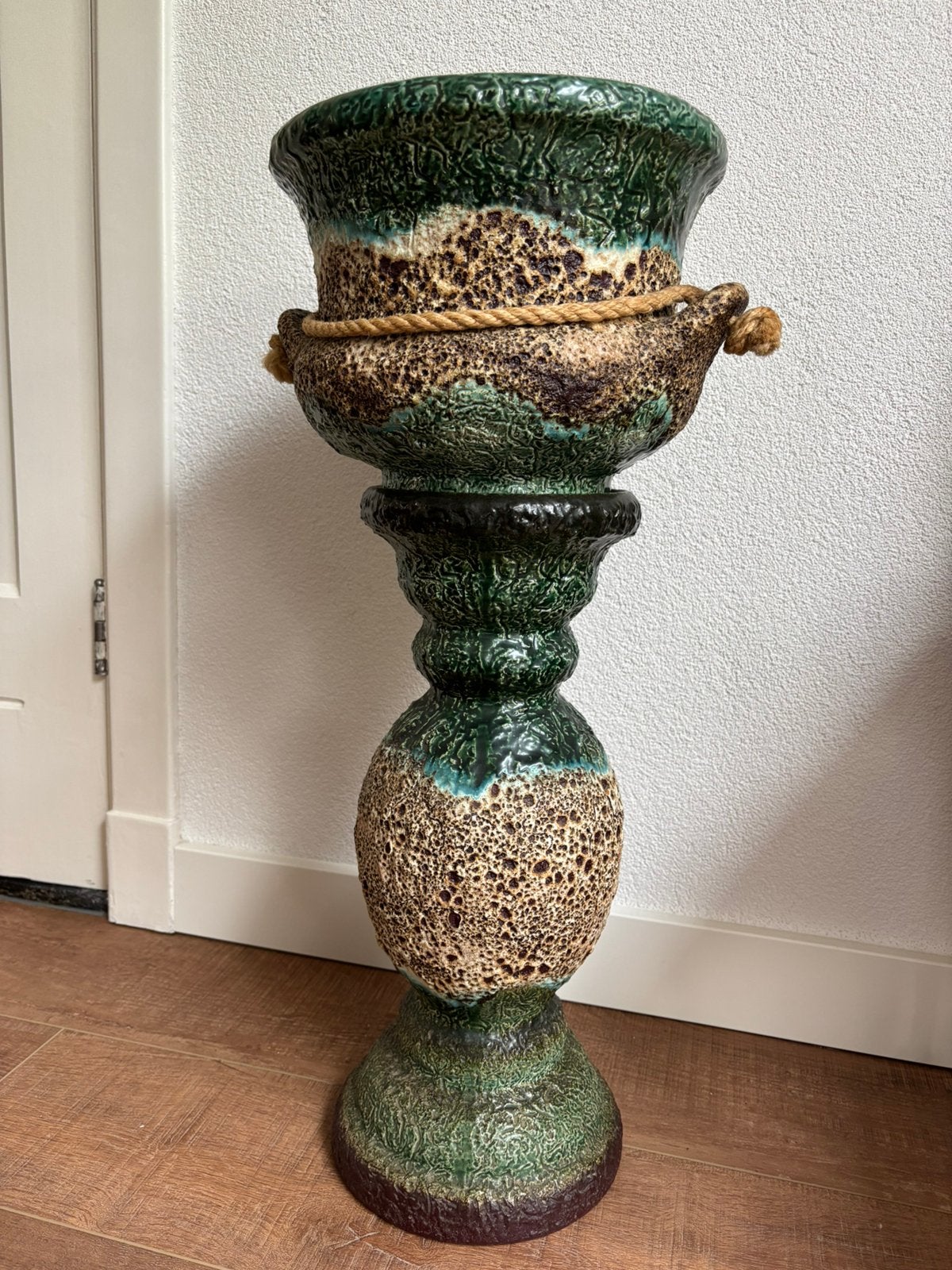 Gave plantenzuil Dümler Breiden Keramik West-Germany 66 cm, Tuin en Terras, Steen, Minder dan 30 cm, Rond, Ophalen of Verzenden