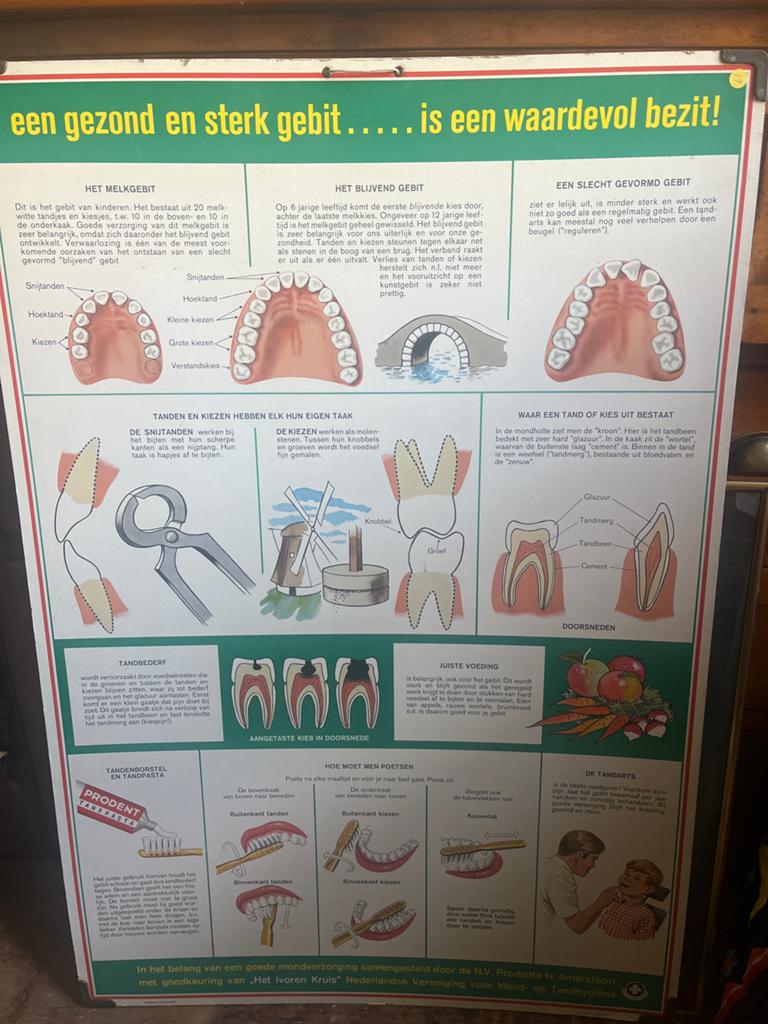 Vintage educatieve poster 'Een gezond en sterk gebit', Ophalen, Overige thema's