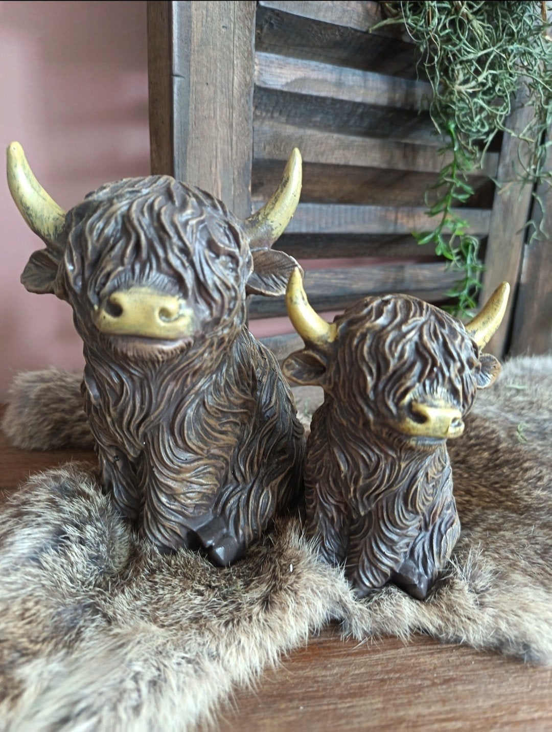 Schotse Hooglanders duo - Stoere landelijke decoratie, Overige materialen, Nieuw, Ophalen of Verzenden, Landelijk