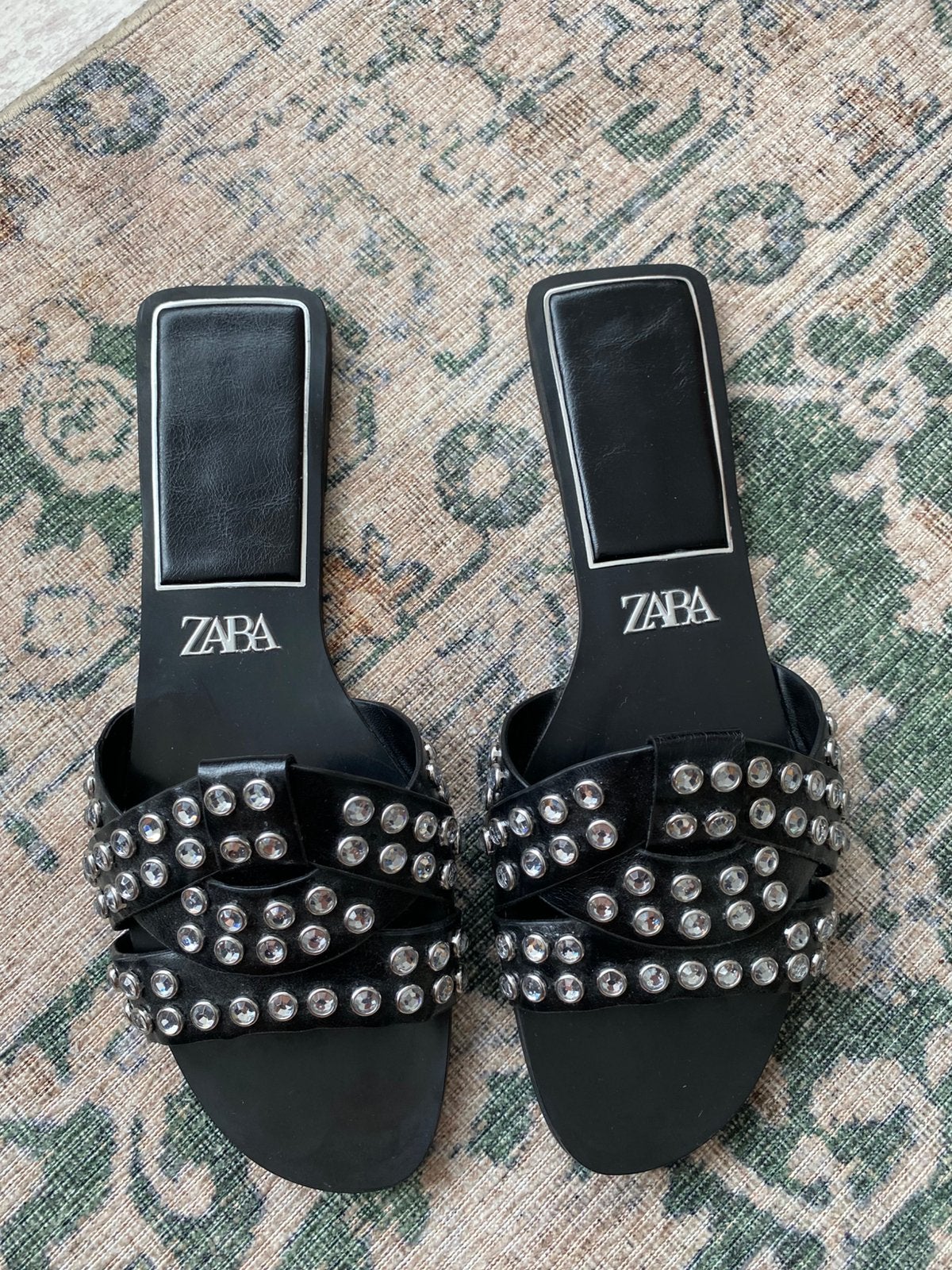 Platte sandalen Zara, Zwart, Zo goed als nieuw, Sandalen of Muiltjes, Ophalen of Verzenden