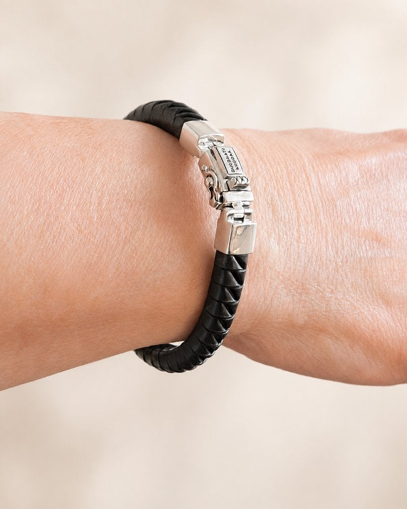 Buddha to Buddha leren armband – 925 zilver – 19 cm, Verzenden, Zo goed als nieuw, Zilver, Zilver