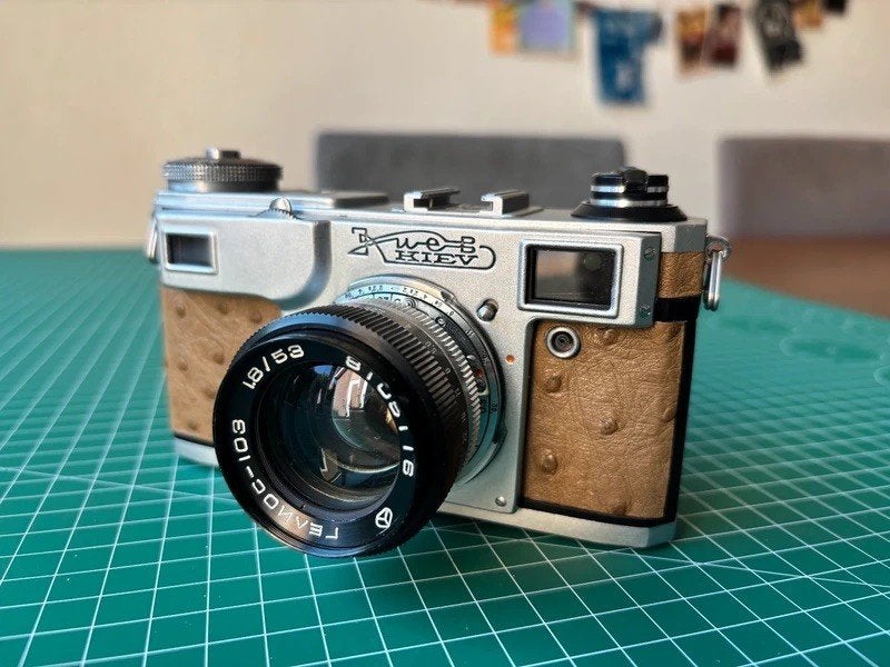 Kiev 4a - custom leatherette, film tested, Ophalen of Verzenden, Gebruikt, Compact, Overige Merken