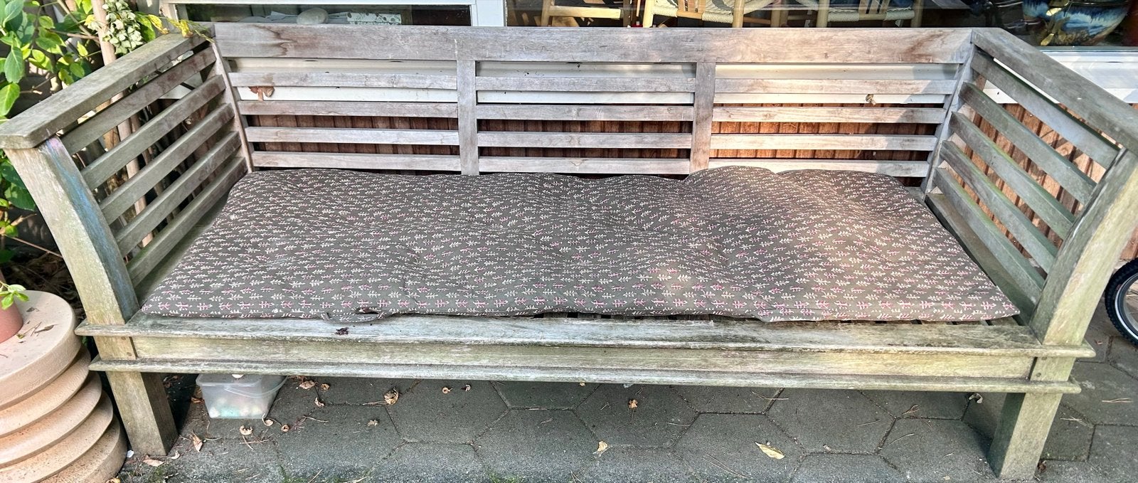 Grote teakhouten loungebank 206x90x75, zithoogte 35 cm, Tuin en Terras, Ophalen of Verzenden, Gebruikt, Teakhout