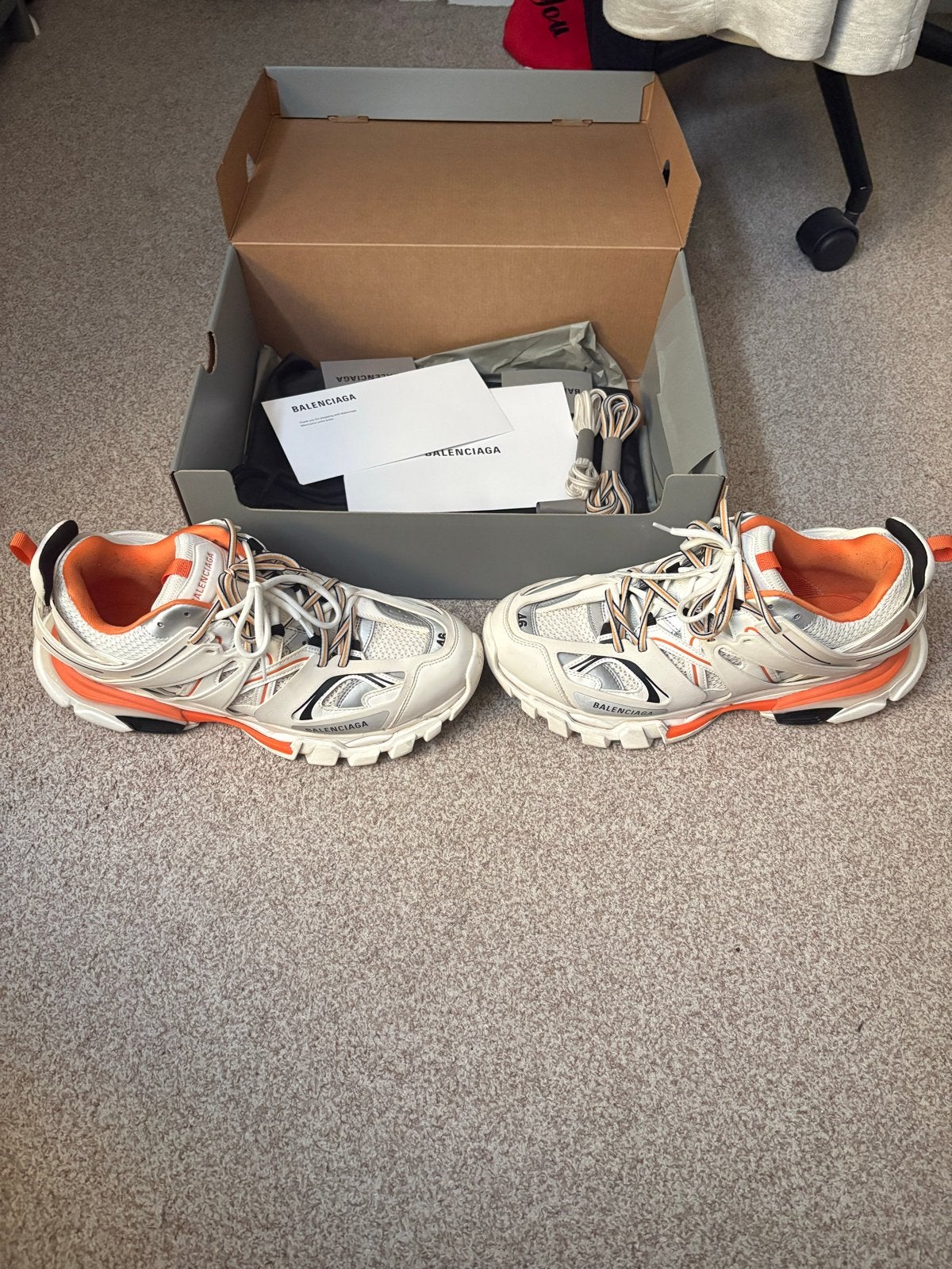 Balenciaga Track Sneakers Wit/Oranje Maat 46, Kleding | Heren, Ophalen, Wit, Sneakers of Gympen, Zo goed als nieuw