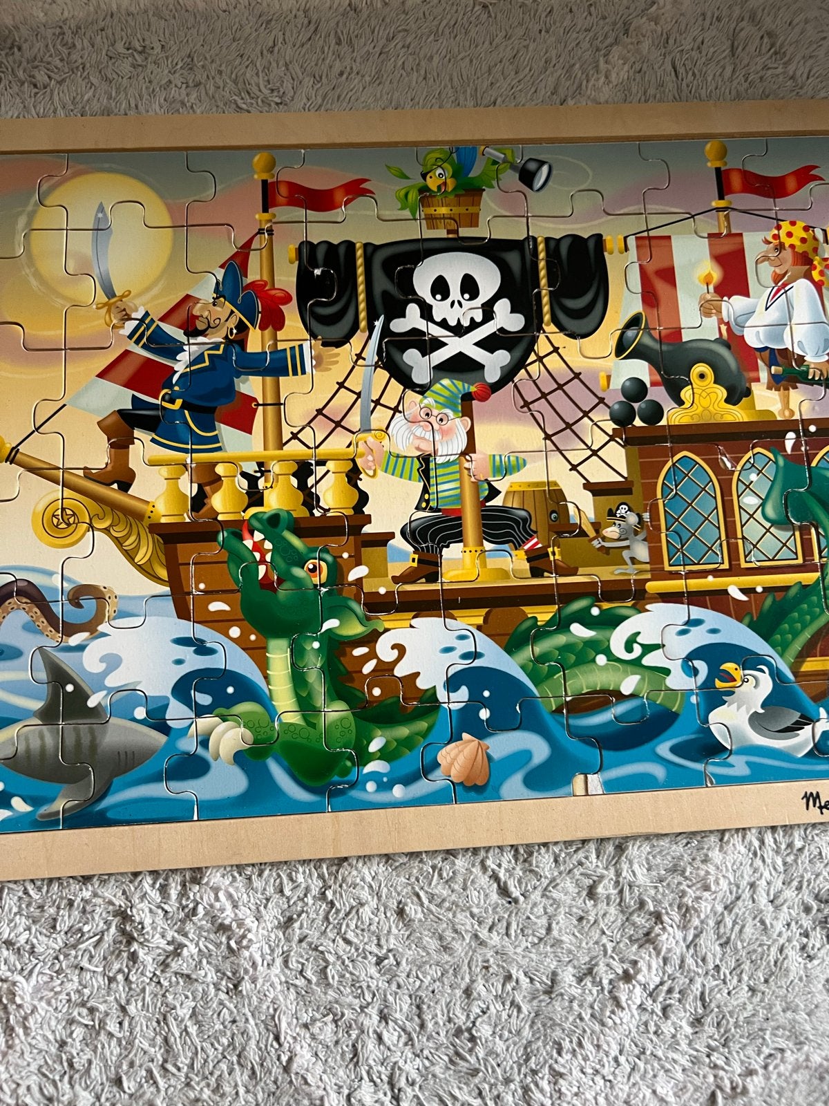 Melissa & Doug Piratenschip Houten Puzzel, Gebruikt, Van hout, 4 tot 6 jaar, Meer dan 50 stukjes