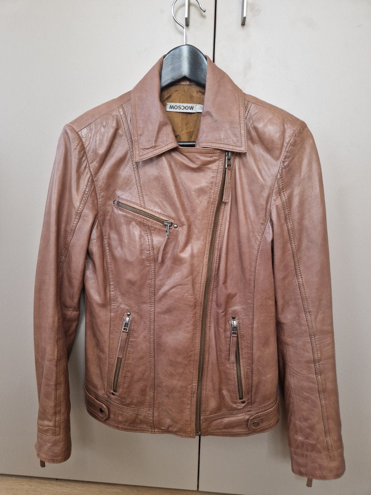 lederen dames jas, kort model, Moscow, maat 36 (M), Kleding | Dames, Bruin, Ophalen of Verzenden, Maat 36 (S), Moscow