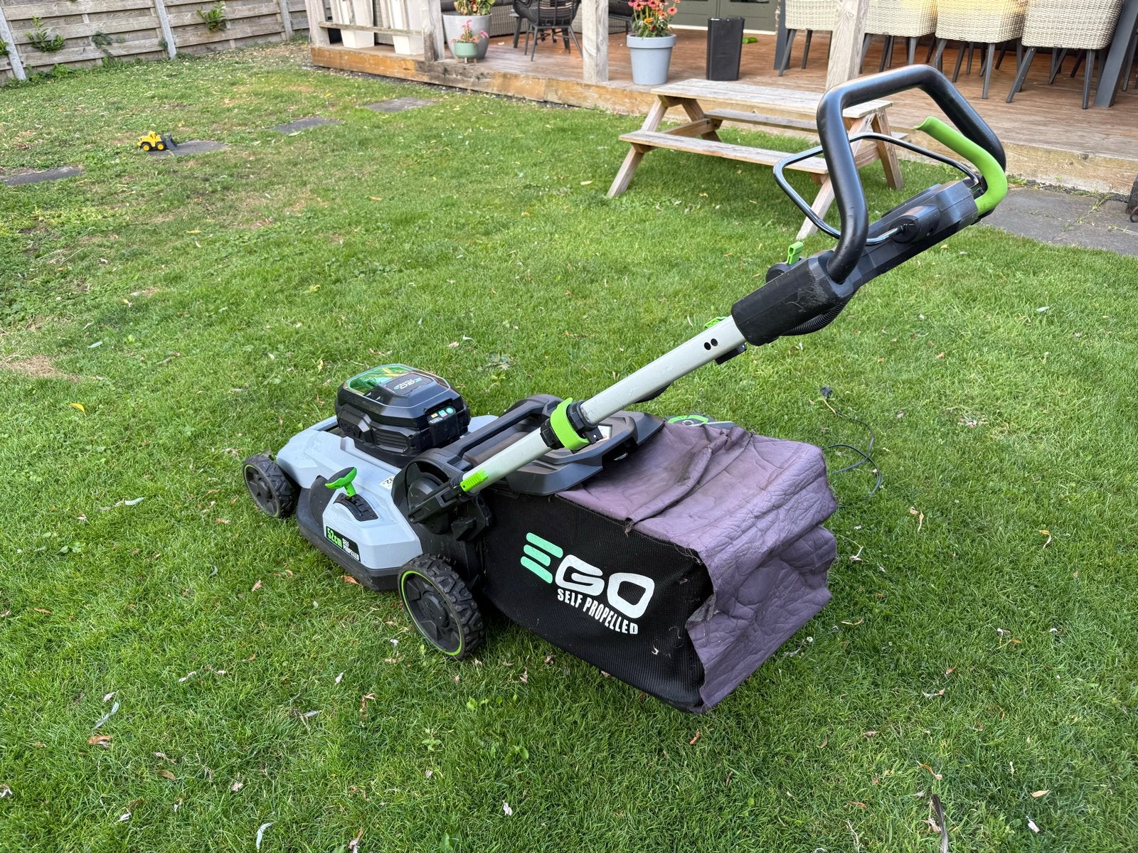 Ego elektrische gazonmaaier 56V 52cm, Tuin en Terras, Ophalen, Gebruikt, 50 cm of meer, Accu-grasmaaier