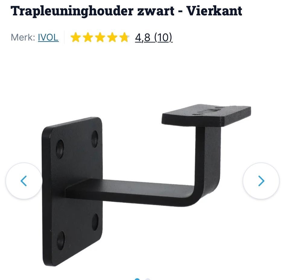 Trapleuning zwart vierkant, Ophalen of Verzenden, Nieuw, Trap, Minder dan 2 meter
