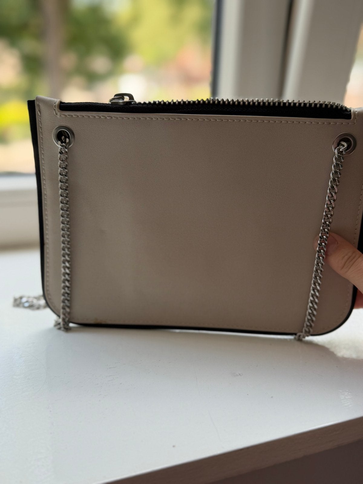 Mango tasje met ketting - Beige/Zwart, Ophalen of Verzenden, Gebruikt, Beige, Schoudertasje
