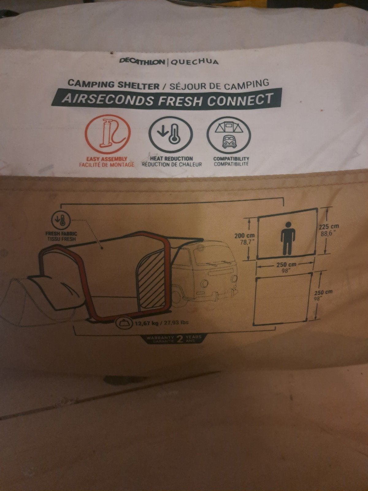 Decathlon voortent  Quechua Airseconds Fresh Connect voorten, Ophalen of Verzenden, Gebruikt
