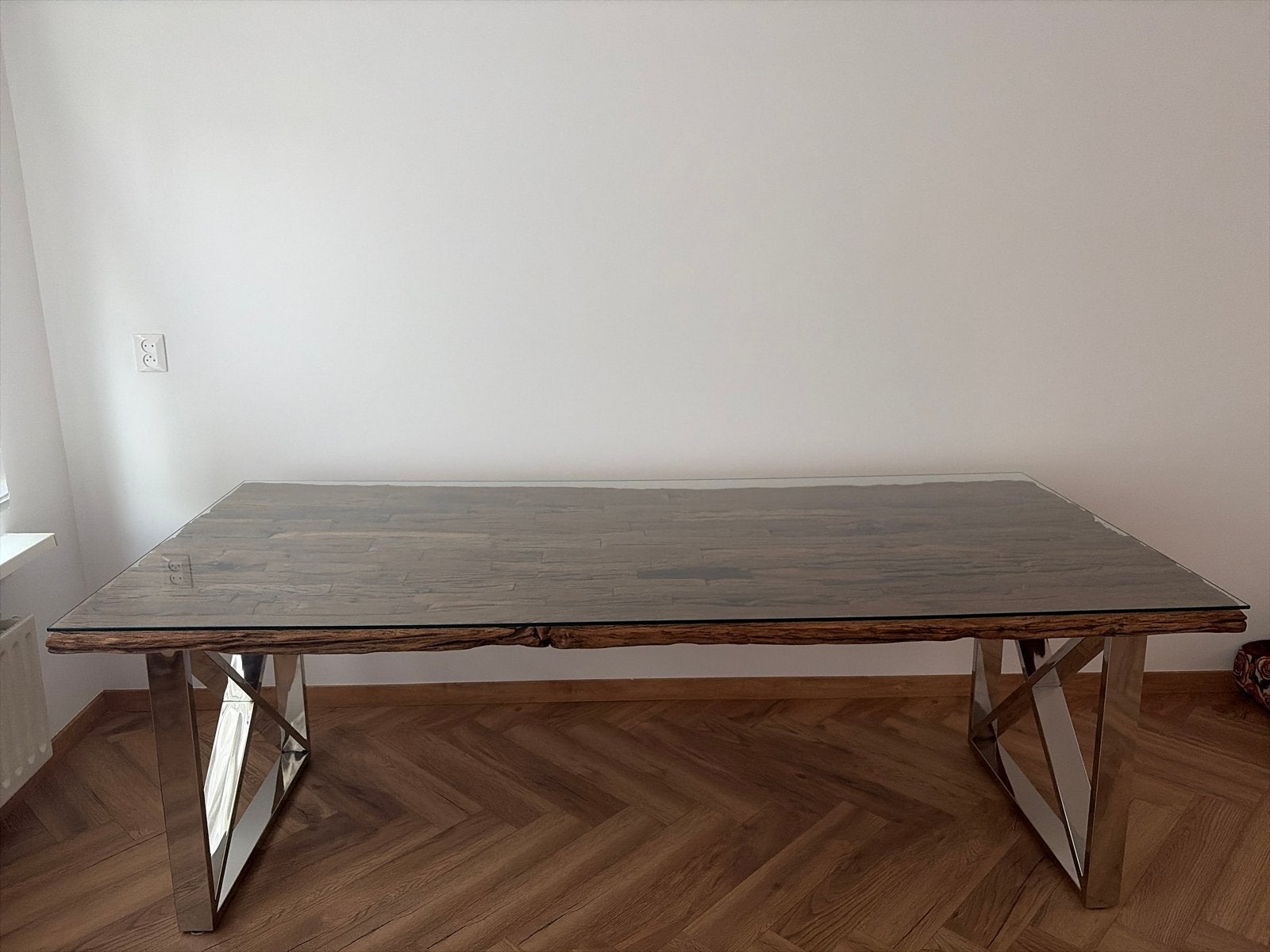 Eettafel Rixos Zilver Sleeper Wood 200x90x75, Ophalen, 50 tot 100 cm, Zo goed als nieuw, Vijf personen of meer