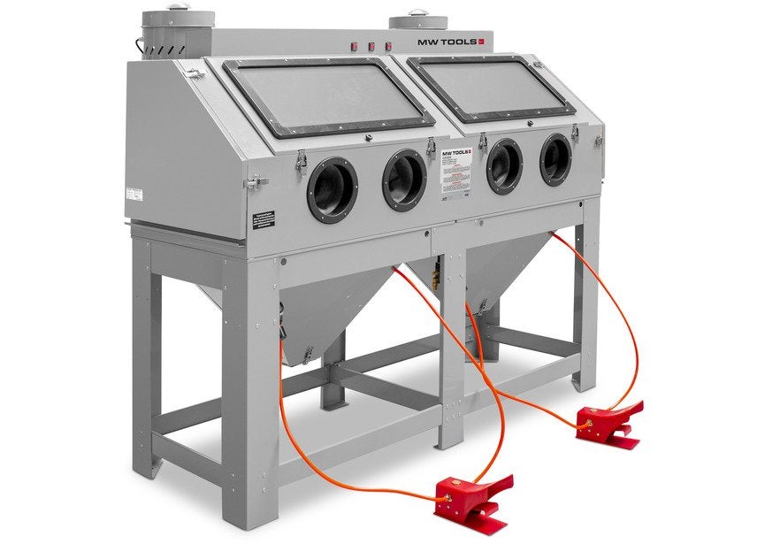 Professionele dubbele straalcabine 880 L afzuiging MW Tools