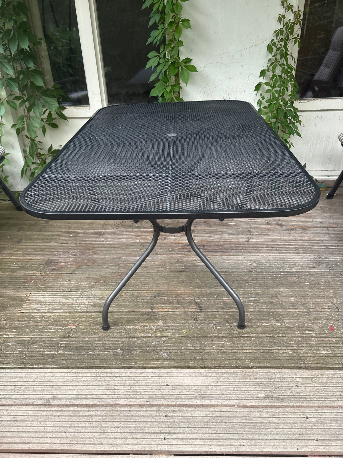 Metalen tuintafel - Rechthoekig - Zwart, Tuin en Terras, Tuintafels, Ophalen, Gebruikt, Rechthoekig, Metaal