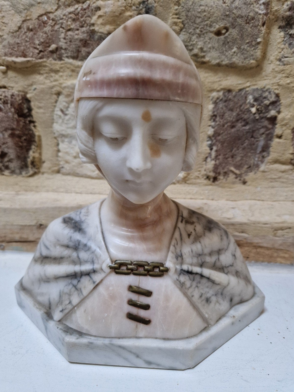 ANTIEKE MARMEREN BUSTE  ART NOUVEAU, Buste, Ophalen of Verzenden, Wit, Steen of Keramiek