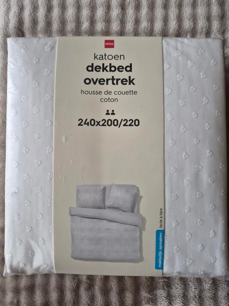 Hema Katoen Dekbedovertrekset 240x200/220 Wit, Wit, Dekbedovertrek, Ophalen of Verzenden, Nieuw