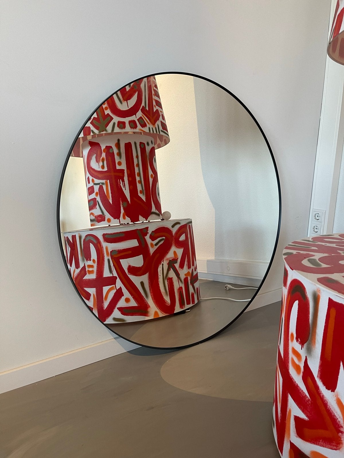 Ikea Lindbyn spiegel zwart, 110 cm, zo goed als nieuw, 100 tot 150 cm, Rond, Ophalen of Verzenden, Zo goed als nieuw