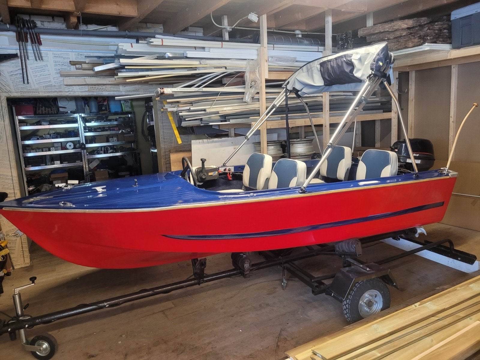 Ecofiber speedboot meter trailer, Watersport en Boten, Speedboten, Ophalen, Zo goed als nieuw, Minder dan 70 pk, 3 m