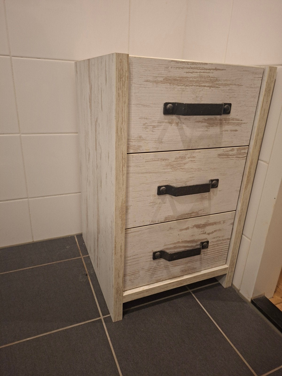 Ladenkastje met 3 lades - Wit houtlook, Ophalen, Minder dan 50 cm, Zo goed als nieuw, 3 of 4 laden