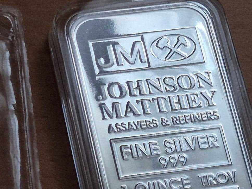 Johnson Matthey: 1 oz zilverbaar. Vintage Silver Bar. Zilver, Verzenden, Zilver