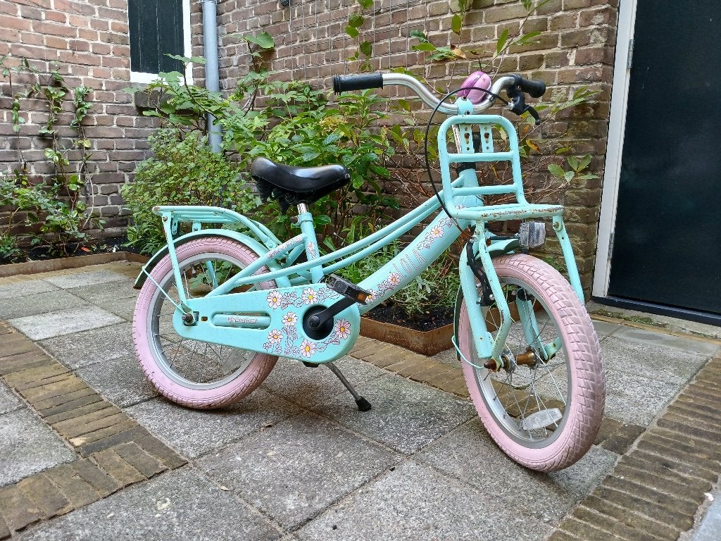 Popal mintgroene meisjesfiets 16 inch, Ophalen, Terugtraprem, Gebruikt, Handrem
