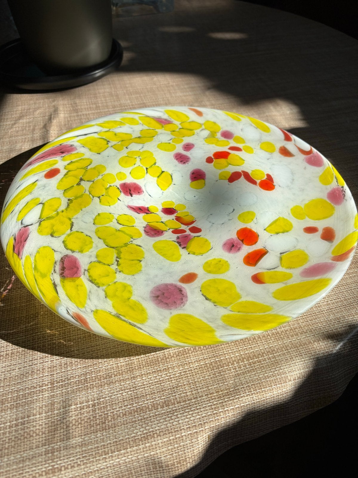Glazen Fruitschaal - Kleurrijk Design, Ophalen, Gebruikt, Schaal, Rond