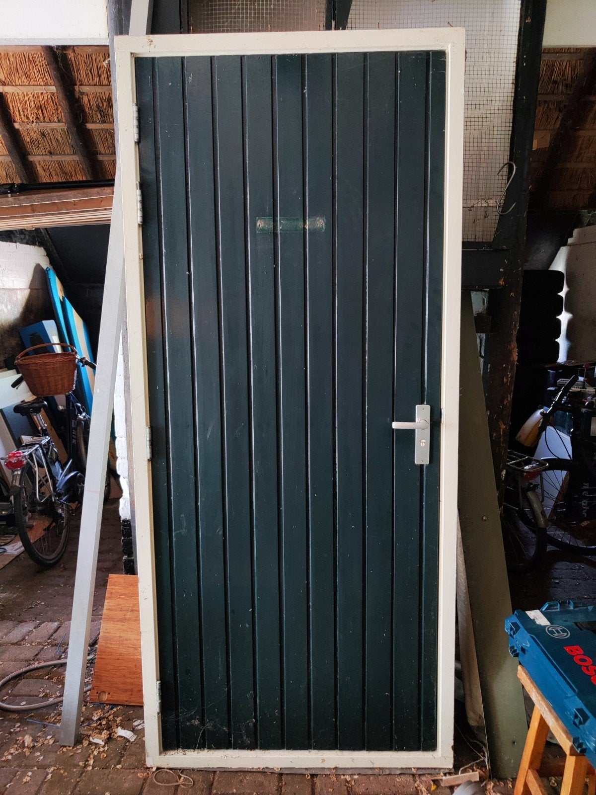 hardhouten buitendeur met kozijn, Ophalen, Gebruikt, 80 tot 100 cm, Buitendeur