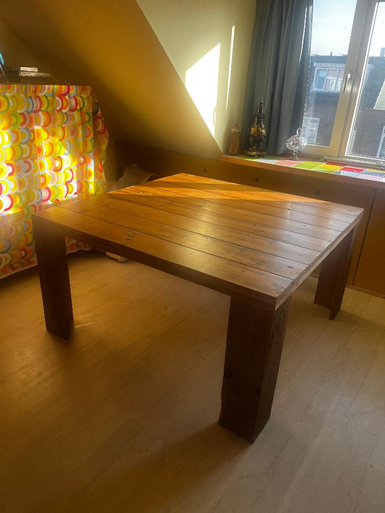 Vierkante eettafel van steigerhout., Ophalen, Overige materialen, Gebruikt, Vierkant