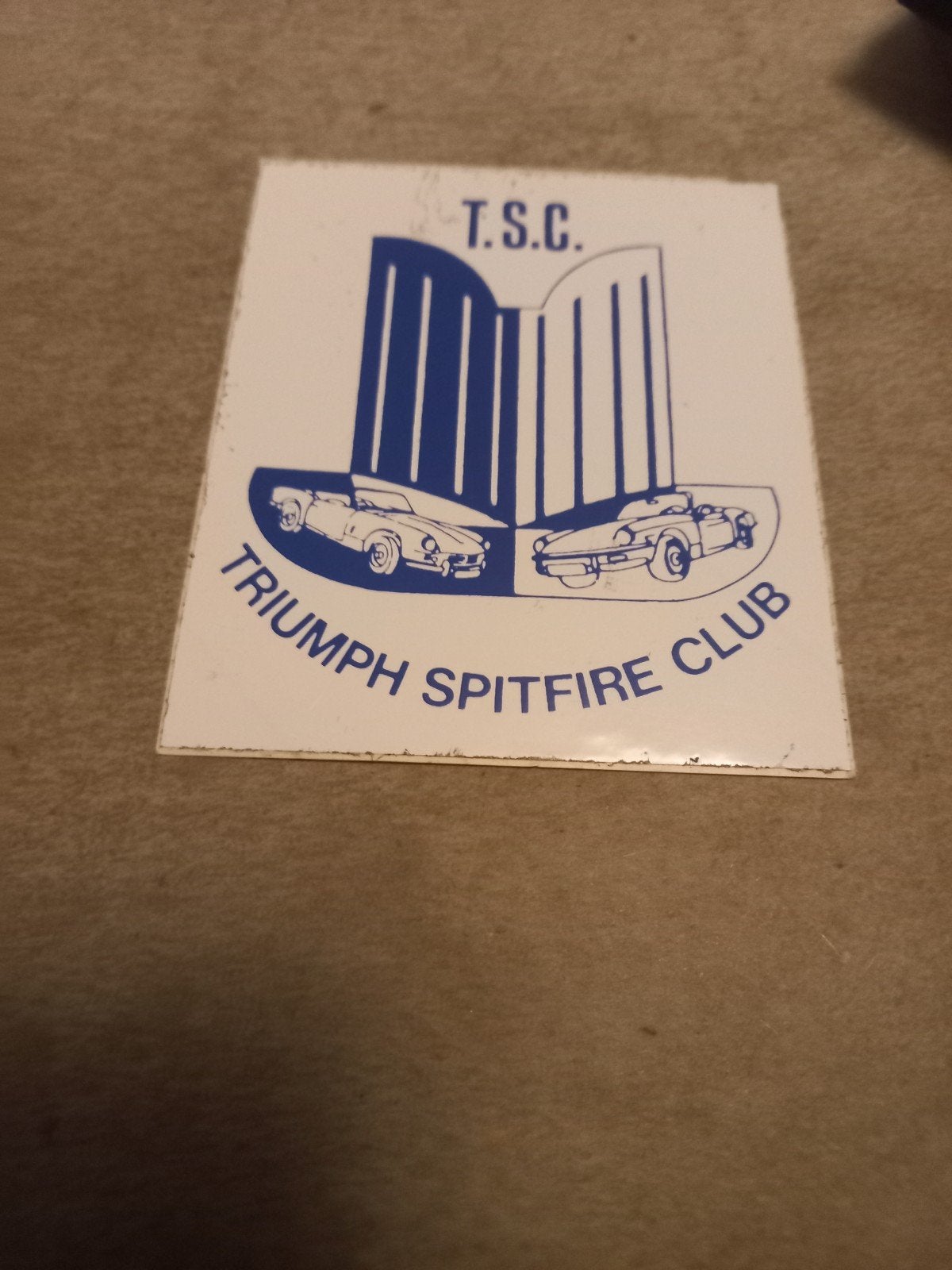 Triumph Spitfire Club (T.S.C.) sticker, Ophalen of Verzenden, Gebruikt