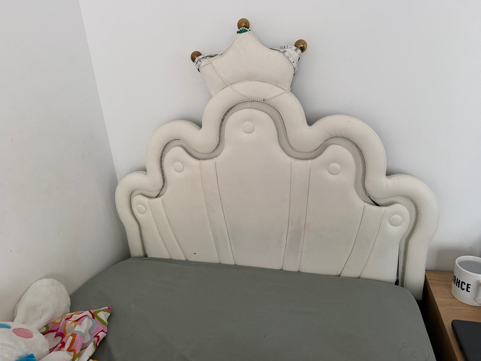 Eenpersoons kinderbed met kroon hoofdeinde, Ophalen, Gebruikt, 90 cm, Eenpersoons