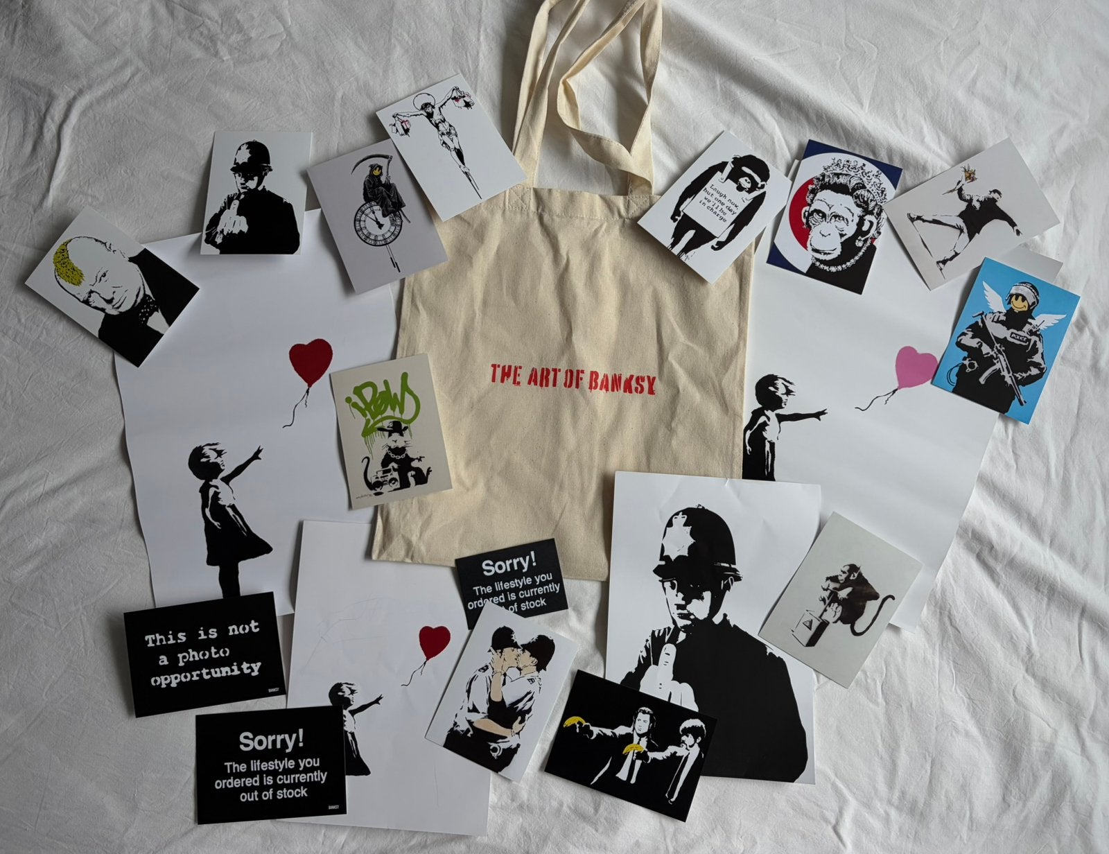 Banksy merchandise - posters, kaarten, magneet etc, Rechthoekig Staand, A4 of kleiner, Ophalen of Verzenden, Zo goed als nieuw