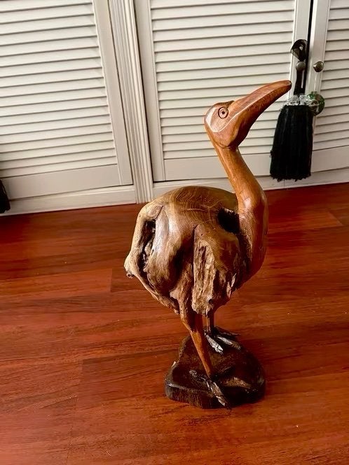 Houten vogel, Antiek en Kunst, Ophalen, Houtsnijwerk, Art deco, Handgemaakt